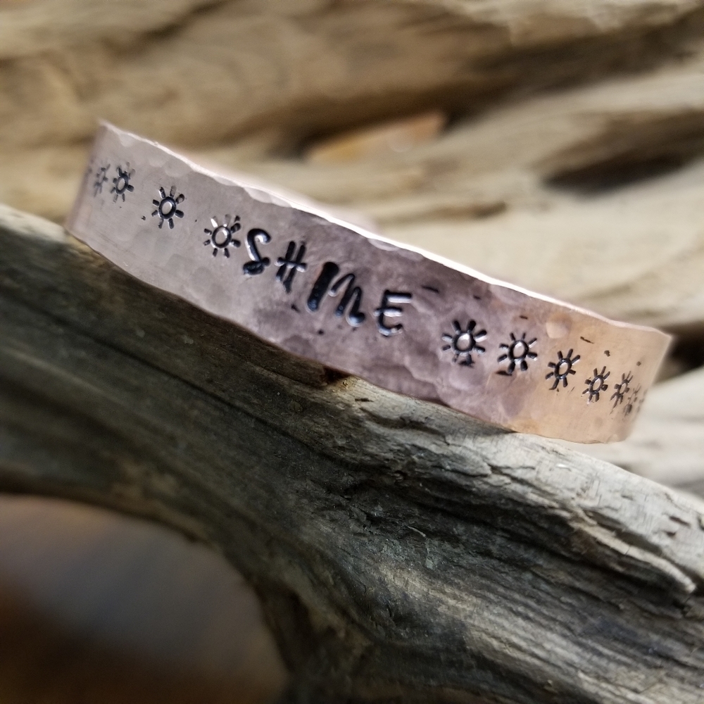 Hand hammered Custom Copper bracelet 3/8" wide